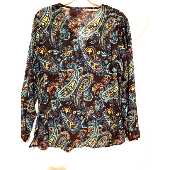 Y2k Women L Sheer Tunic Top V-Neck Sequin Beads Coquette Fairy Whimsy Bella Swan - Picture 8 of 9